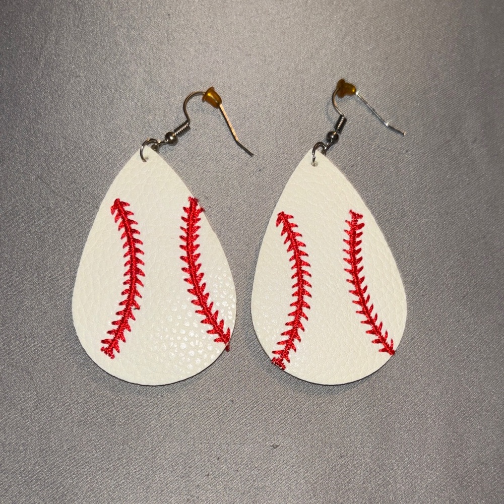 Baseball Stitch Teardrop Earrings